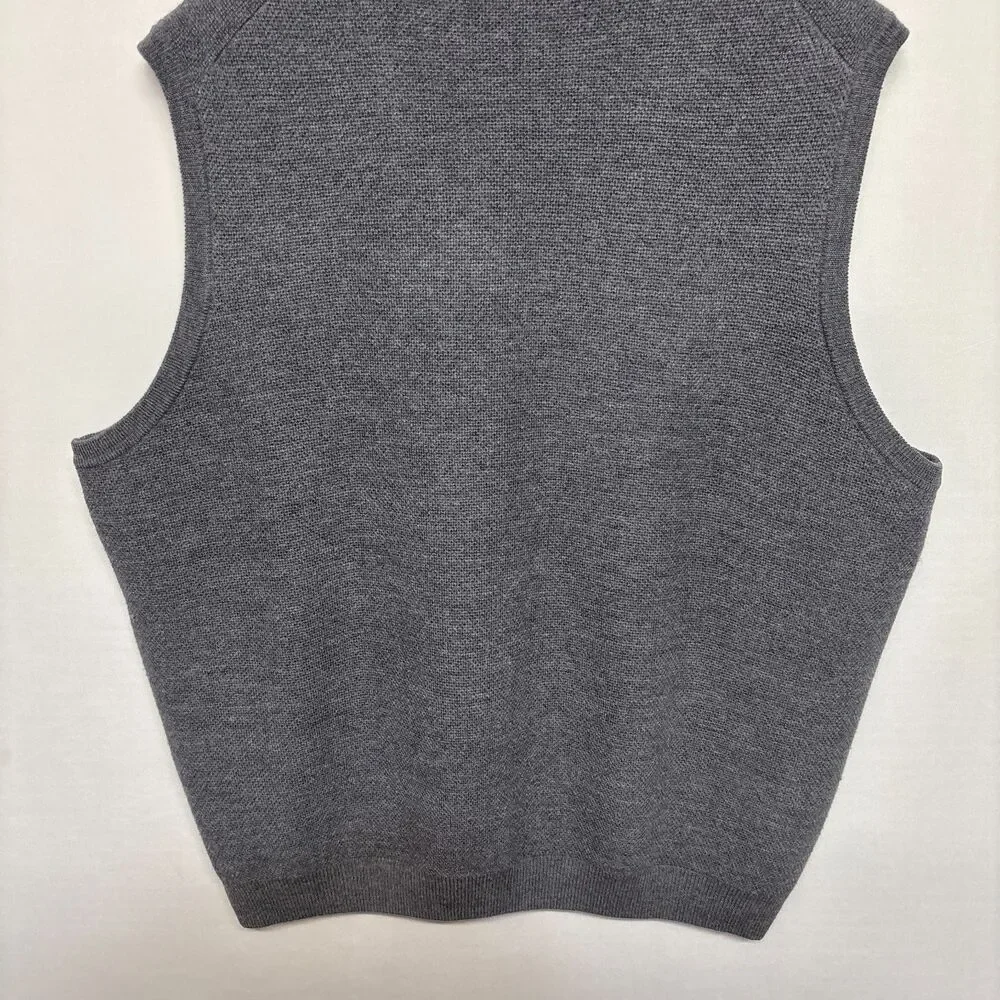 Brooks Brothers Men 100% Merino Wool Sweater Vest XXL 2XL Gray D129 -17